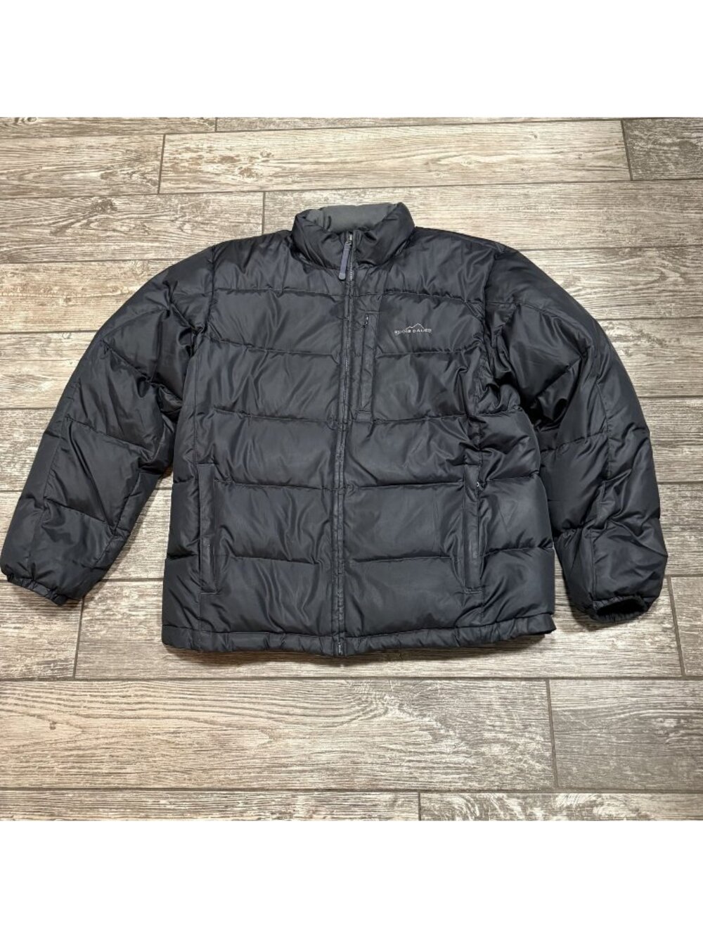 Eddie Bauer Mens Premium Goose Down Puffer Jacket L Black Lightweight Warm